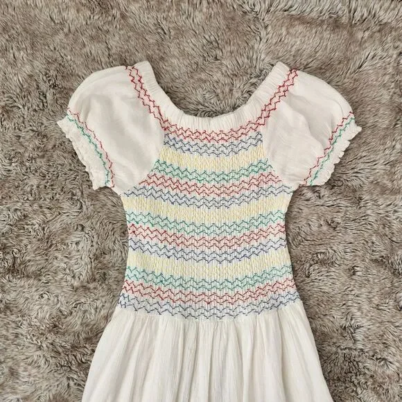 Free People Catch Me Midi Dress Ivory Combo Multicolored Stitching Size  Large